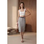 MyFashion Hoge Taille Midi Pijpenrok met Split