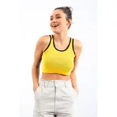 Tommy Life Geribbelde Mouwloze Crop Top