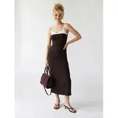 MixRay Mouwloze Bodycon Midi Jurk Met Splits