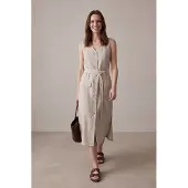 MyFashion Dames Katoenen Poplin Midi Overhemdjurk