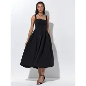Busem Midi-jurk met vierkante kraag en knoopdetails