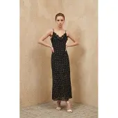 MyFashion Dames Polka Dot Chiffon Maxi Jurk