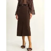 Bianco Hoog-waisted Midi Pencilrok met Split