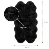 Infinity Leather Echte schapenvacht zwarte quad natuurlijke pluizige, zijdezachte echte wollen tapijt