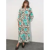 Bigdart Bloemen Maxi Jurk Met Mandarin Kraag