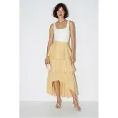 Bianco Hoog Taille Katoenen Poplin Midi Rok