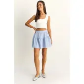 Bianco Hoog-waisted Gestreepte Seersucker Minirok