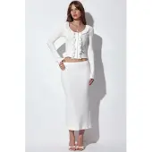 Busem Geribbelde Elastische Midi Rok