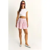 Bianco Hoog-waisted Gestreepte Seersucker Minirok