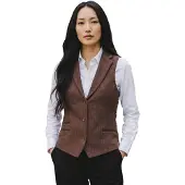 TruClothing Dames roestbruine visgraatwol tweed geruite gepersonaliseerde vest - WS-1