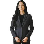 TruClothing Dames zwarte wollen tweed visgraat-ruite blazer - WS-1