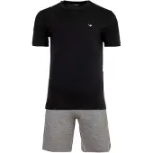 Emporio Armani Pyjama kort grijs gemêleerd / zwart