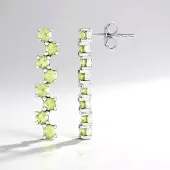 Cavill - 925 Sterling Zilver Oorbellen - Platina Coating - 16 Ronde Groene Peridot Edelstenen 2,02 ct - Elegante Tijdloze Oorbellen met Steeksluiting