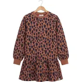 LOOXS little sweatjurk met panterprint - bruin Meisjes Stretchkatoen Ronde hals - maat 116