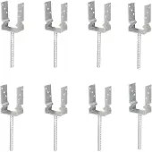 Alberts 8 x U-paaldrager voor inbetonneren, Riffelstahl-betonanker, 91x91 mm, thermisch verzinkt
