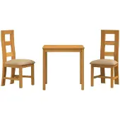 vidaXL Eetkamerset 3 st Beige Massief Eikenhout