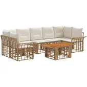 vidaXL Tuinbank Set 8 st Natuurlijk en Crème Wit poly rattan