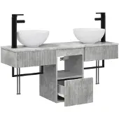 vidaXL Badkameraccessoireset, 3 stuks, betonkleur, houtvezel