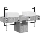 vidaXL Badkamer meubelset, 3 stuks, grijs Sonoma, houtvezel