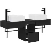 vidaXL Badkameraccessoireset, 3 stuks, zwart, houtvezel