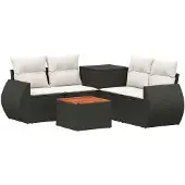 vidaXL Bankstel 6 st Zwart en Crème Wit 55 x 55 x 37 cm