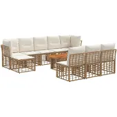 vidaXL Tuinbank Set 11 st Natuurlijk en Crème Wit poly rattan