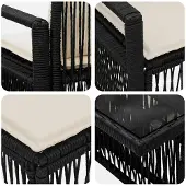vidaXL Tuinbank Set 13 st Zwart en Crème Wit poly rattan