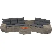 vidaXL Bankstel 8 st Grijs en Donkergrijs Poly Rattan en Staal