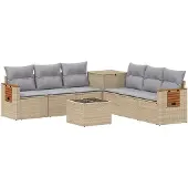 vidaXL Bankstel 8 st Beige en Lichtgrijs 55 x 55 x 37 cm