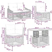 vidaXL Tuinbank Set 14 st Zwart en Crème Wit poly rattan