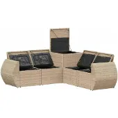 vidaXL Bankstel 5 st Beige en Lichtgrijs 188 x 188 x 85 cm