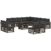 vidaXL Tuinbank Set 14 st Grijs en Donkergrijs poly rattan