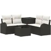 vidaXL Bankstel 6 st Zwart en Crème Wit 55 x 55 x 37 cm