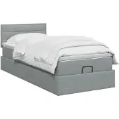 vidaXL Ottoman bed met matras Lichtgrijs 80 x 200 cm Stof