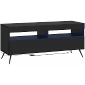 vidaXL LED tv-meubel Zwart Bewerkt hout