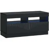 vidaXL LED tv-meubel Zwart Bewerkt hout