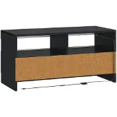 vidaXL LED tv-meubel Zwart Bewerkt hout