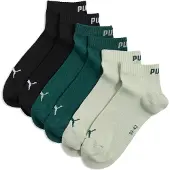 Puma Uniseks quartersokken (set van 3 paar), Groen, Maat 43-46