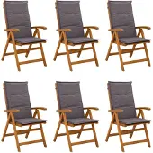 vidaXL Ligstoelen voor Tuin 6 st Naturel Massief Acacia Hout