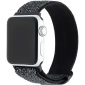 123Watches bandje - nylon - geweven gesp - glitter zwart - 38 · 40 · 41 & 42 mm - Geschikt voor Apple Watch series 1/2/3/4/5/6/7/8/9/10/11/12/SE/SE2/SE3