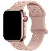 123Watches bandje - gevlochten siliconen - pink sand - 38 · 40 · 41 & 42 mm - Geschikt voor Apple Watch series 1/2/3/4/5/6/7/8/9/10/11/12/SE/SE2/SE3