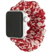 123Watches bandje Bloomsy - scrunchie - nylon - bloemen rood - 44 · 45 · 46 & 49 mm · M/L - Geschikt voor Apple Watch series 1/2/3/4/5/6/7/8/9/10/11/12/SE/SE2/SE3/Ultra/Ultra 2/Ultra 3/Ultra 4