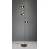 TRIO 3-lichts led leeslamp Orbit platinum bruin