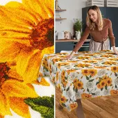 ANRO Tafelkleed Zonnebloemen Meerkleurig 160x120cm Met sierband Afwasbaar Waterafstotend