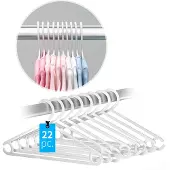 Famanu – Baby kledinghangers set van 22 kunststof kleerhangers met anti-slip broeklat, wit
