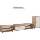 Vicco Woonwand Berno, Goudkleurig Eiken/Wit, Set van 4 stuks