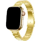 123Watches bandje Noor - staal - goud - 38 · 40 · 41 & 42 mm - Geschikt voor Apple Watch series 1/2/3/4/5/6/7/8/9/10/11/12/SE/SE2/SE3