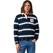 Hackett Heren Polo rugby H marineblauw (S), Casual, Katoen, Lange mouwen HM5700023