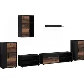 Vicco Woonwand Berno, Zwart/Oldstyle, Set van 6 stuks