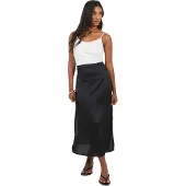 Brave Soul Midi-rok met zijsplit van satijn voor dames (Zwart)